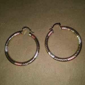Brazilian gold filled Tricolor hoop earrings